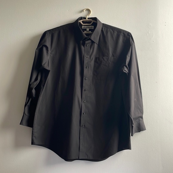 Black Dress Shirt 18.5 (37) Tall Leo Chevalier - Picture 7 of 7